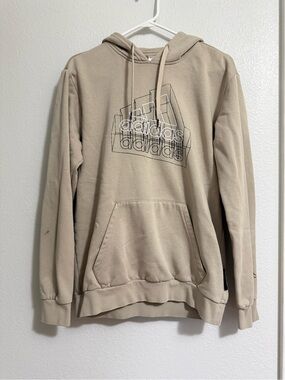 adidas Beige Graphic Pullover Hoodie